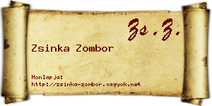 Zsinka Zombor névjegykártya
